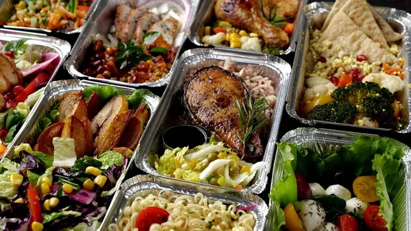 Corporate Catering and Office Lunch Delivery Service. Individual healthy meals lunchboxes. High quality photo