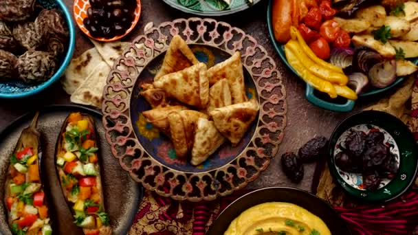 Traditional Indian Samosa Ramadan Food Authentic Cuisine High Quality Footage — Wideo stockowe