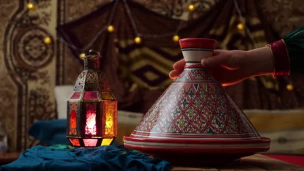 Auténtico Tagine Cordero Marroquí Imágenes Alta Calidad — Vídeos de Stock