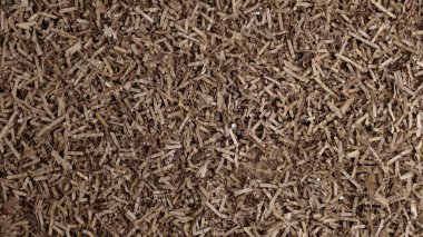 Hediye sepetleri, gübre, gübre, solucan kutusu için öğütülmüş kahverengi karton. Yüksek kalite 4k görüntü