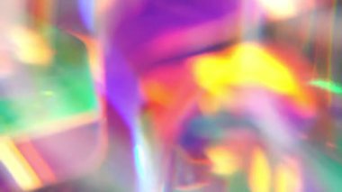 Holografik yanardöner parlak soyut yumuşak arkaplan. Parlak pastel, mavi, mor, neon renkler. Noel ışıkları. Yüksek kalite 4k görüntü