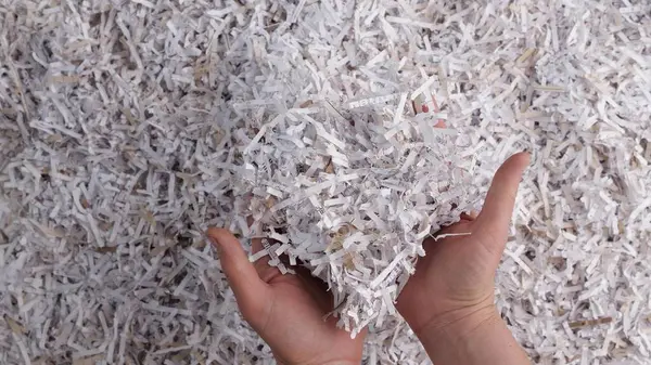 Shredded documents. Waste Reduction and Recycling. Animal bedding, Packing material, Worm bin. High quality 4k footage