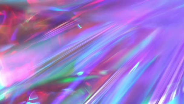 Iridescent Sparkling Glow Led Neon Purple Pink Gold Glowing Refraction — Stock Video