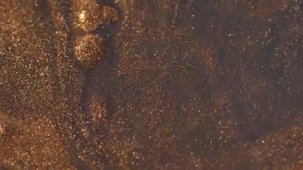 Beautiful Shinny Copper Liquid Glitter Ink Texture Magic Bokeh Brilliant — Stock Video