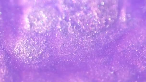 Pastel Leylak Rengi Sıvı Inci Boyası Mürekkep Akışı Makrosu Parıldayan — Stok video
