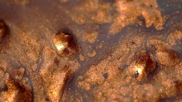 Абстрактная Жидкость Искусства Фон Темно Золотой Медный Цвета Металлическим Блеском — стоковое видео