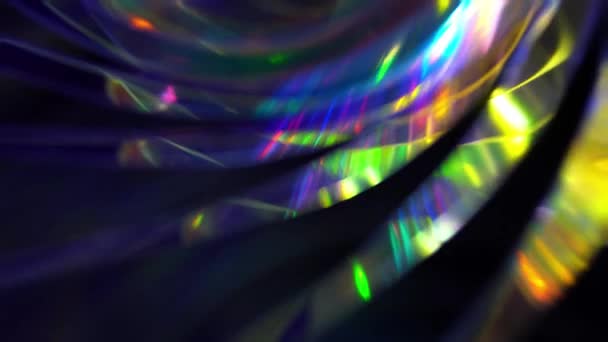 Brilla Iridescente Arcobaleno Neon Led Incandescente Rifrazione Dei Raggi Attraverso — Video Stock