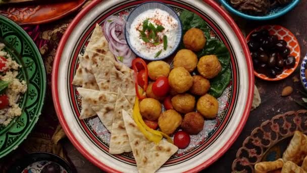 Falafel Deep Fried Ball Patty Shaped Fritter Egyptian Origin Featuring — Stock Video