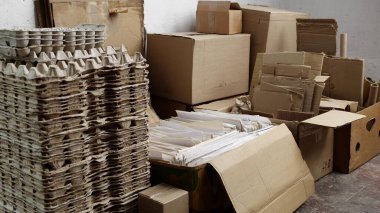 Kağıt Geri Dönüşümü. Geri dönüşüm tesislerine gönderilecek kağıt ve kağıt toplama ve sıralama. Yüksek kalite 4k görüntü