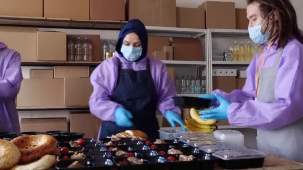 Qurbani Köttdistribution Muslimskt Donationscenter Högkvalitativ Film — Stockvideo