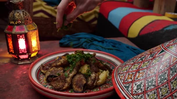 Muslimové Jedí Pro Eid Adha Masové Pokrmy Vysoce Kvalitní Záběry — Stock video