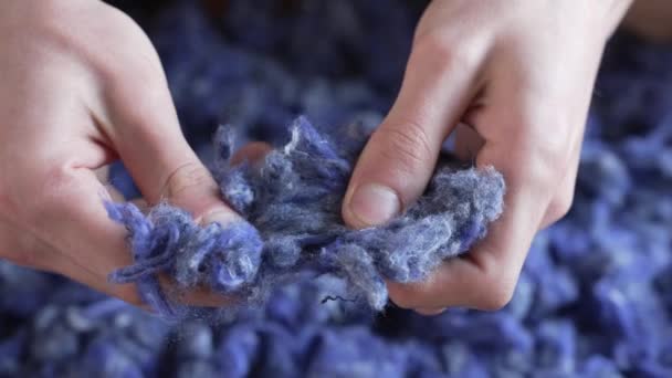 Cotton Shoddy Denim Jeans Pamuk Ipliğine Dönüştü Yüksek Kalite Görüntü — Stok video