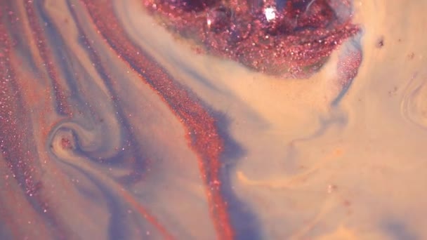 Warna Merah Muda Dan Krem Bercampur Dengan Partikel Holografik Tembaga — Stok Video