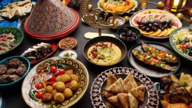 The Islamic holiday of Eid al-Adha.Traditional Eastern food and meal are on the table. High quality 4k footage