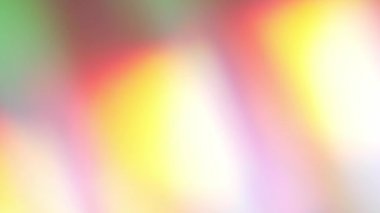 Gökkuşağı yanardöner inci pastel renkli ışıklar parlıyor. Yumuşak bulanık pembe, mor ve sarı renkler ve örtüler. Yüksek kalite 4k görüntü