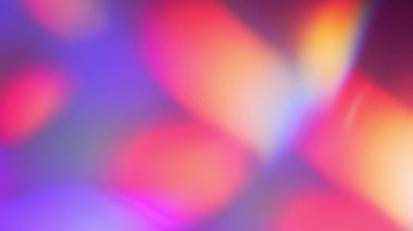 Optik Kristal Prizma Bokeh Işınlar. Bulanık pembe gökkuşağı soyut arkaplanı. Neon ışınları yanıp sönüyor. Yüksek kalite 4k görüntü