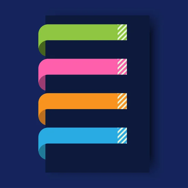 Ετικέτα Αυτοκόλλητο Χρώμα Λωρίδα Σελιδοδείκτη Ταινία Πανό Infographic Διανυσματικό Σχεδιασμό — Διανυσματικό Αρχείο