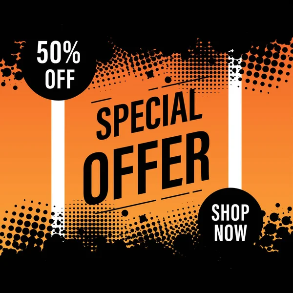 Special Offer Sale Shopping Promotion Discount Template Banner Grunge Style — Stock Vector