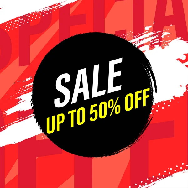 Sale Banner Template Grunge Promotion Sign Red Background Advertising Commerce — Stock Vector