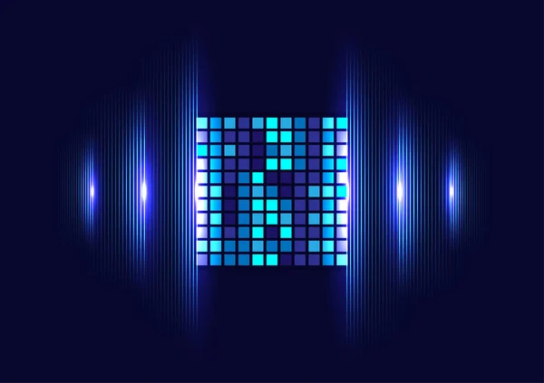 Futuristický Zesilovač Digitální Zvukové Vlny Abstraktní Pozadí Hologramové Technologie — Stockový vektor