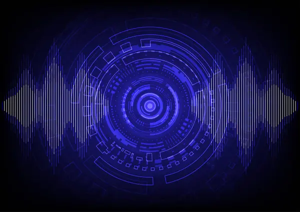 Hud Dijital Ses Dalgası Fütüristik Teknolojisinin Gücü Sonar Sinyal Dengeleyici — Stok Vektör