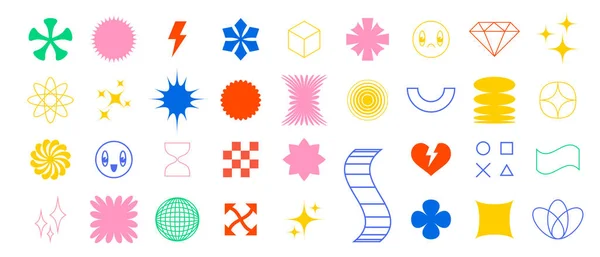 Элементы Формы Геометрический Абстрактный Графический Дизайн Векторный Минимальный Круг Звезда — стоковый вектор