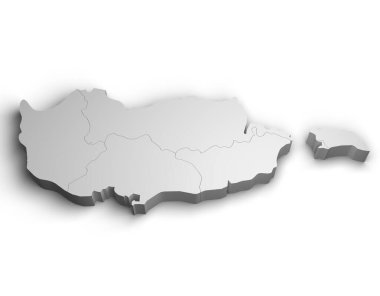 3d Kıbrıs haritası resimleme beyaz arkaplanı izole et