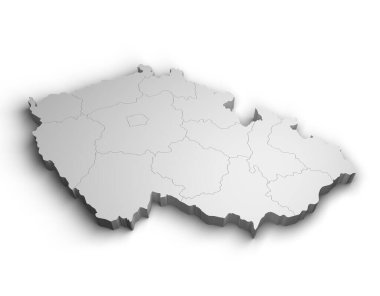 3d Çek Cumhuriyeti (Çek Cumhuriyeti) haritası beyaz arkaplan izole