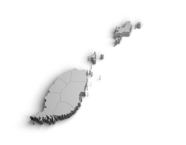 3d Grenada harita resimleme beyaz arkaplan izole