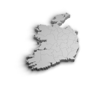 3d İrlanda haritası resimleme beyaz arkaplan izole