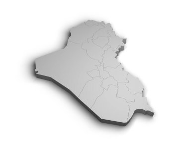3d Irak haritası resimleme beyaz arkaplan izole