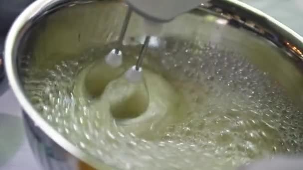 Mixer Beats Cream Cake Culinary Preparation Sweets Pie Baking Holiday — Video