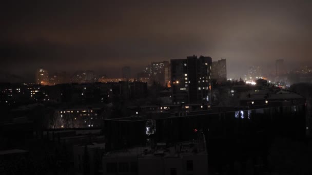 Geceleri Kyiv Elektrik Kesintisi Savaş Krizi Rusya Nın Ukrayna Nın — Stok video