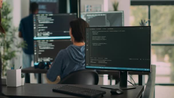 Programmateur Base Données Écrivant Code Source Sur Fenêtre Terminal Avec — Video