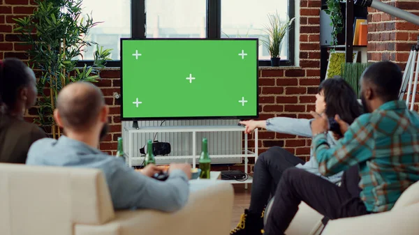 Bir Grup Insan Video Oyunları Oynamak Için Yeşil Ekran Şablonu — Stok fotoğraf