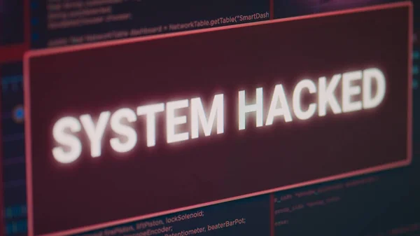 Visualizzazione Con Messaggio Hackerato Del Sistema Avviso Violazione Della Sicurezza — Foto Stock
