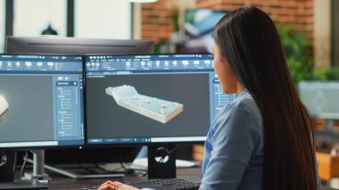 Dijital 3D yaratıcı gelişmiş yazılım kullanarak endüstriyel prototip bileşenini geliştiriyor, kabuk arayüzünde makineler geliştiriyor. Yaratıcı teknisyen boktan bir model, mekanik ürün yaratıyor..