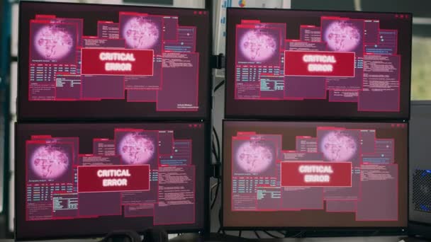 Computers Tonen Kritieke Foutmelding Knipperen Het Scherm Tonen Hacking Alert — Stockvideo
