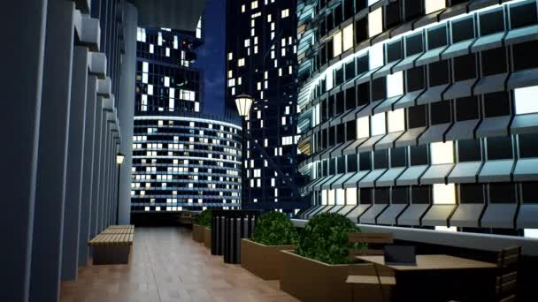 Urban City Landscape Skyline Buildings Futuristic Graphic Environment Modern View — Stock videók