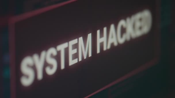 Computer Display Hacking Alert System Crash Showing Cyber Crime Attack — Stockvideo