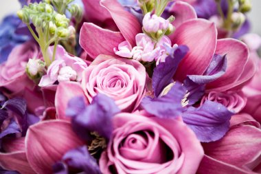 Flower bouquet in the room. Beautiful pink flowers