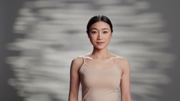 Uplifting Beautiful Woman Creating Self Love Campaign Promote Beauty Cosmetics — стоковое видео
