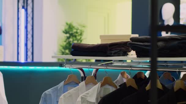 Lege Mode Warenhuis Voor Shopaholic Mensen Commerciële Activiteit Met Koopwaar — Stockvideo
