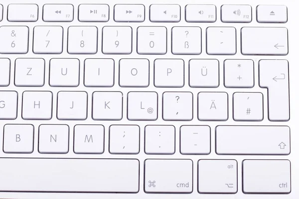 Біла Клавіатура Алюмінію Зблизька Технології Язок — стокове фото