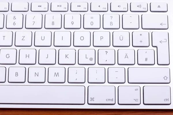 White Aluminum Keyboard Close Technology Communication — Stock Photo, Image