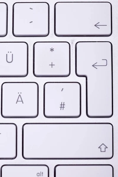 Hvitt Aluminium Tastatur Nært Hold Teknologi Kommunikasjon – stockfoto