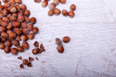 Beyaz ahşap arka plan stüdyo fotoğraf fındık