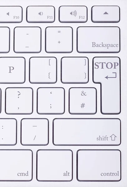Stop Слово Написано Стандартній Клавіатурі Небезпека Зупинився — стокове фото