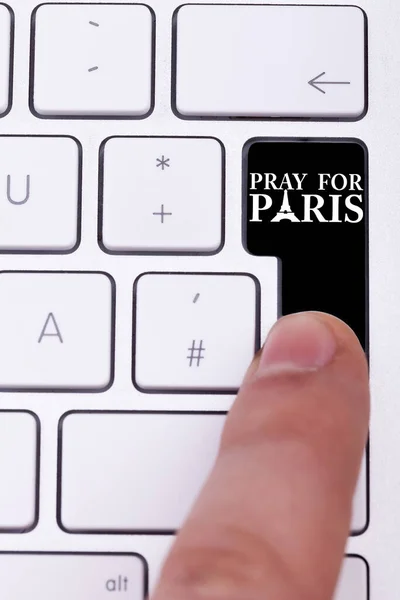 Siyah Düğmesine Basılması Ile Paris Metin Için Dua Oturum Açın — Stok fotoğraf