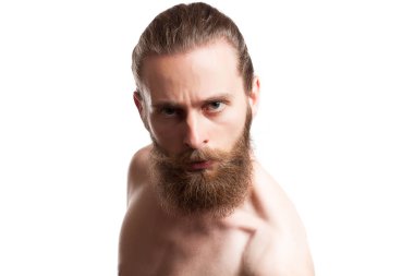 Hipster adam stüdyo fotoğraf beyaz arka plan üzerinde